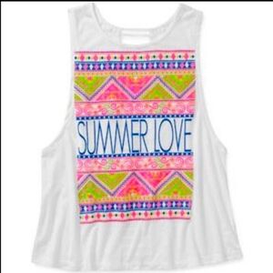 OP EUC Women’s Summer Love White Razor Back Tank